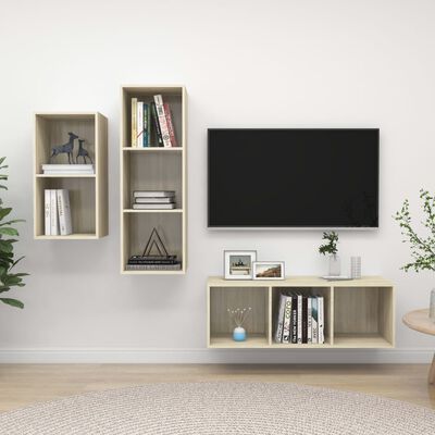 vidaXL Ensemble de meubles TV 3 pcs Chêne sonoma Bois d'ingénierie