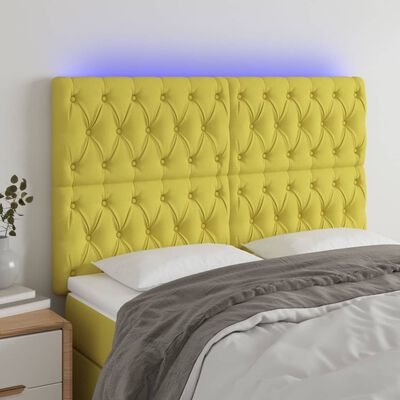 vidaXL Tête de lit à LED Vert 144x7x118/128 cm Tissu