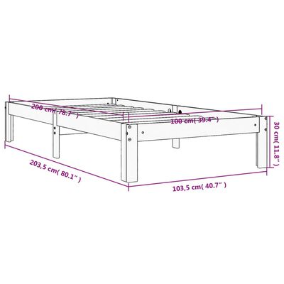 vidaXL Cadre de lit sans matelas cire marron 100x200cm bois pin massif