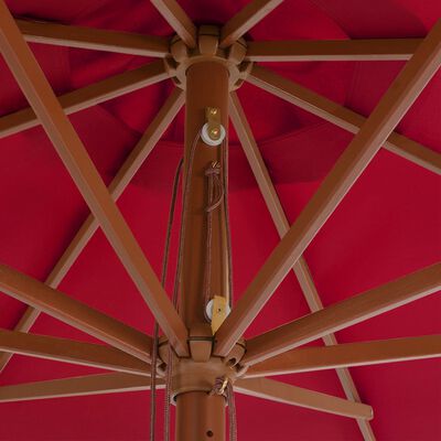 vidaXL Parasol d'extérieur avec mât en bois 350 cm Bordeaux