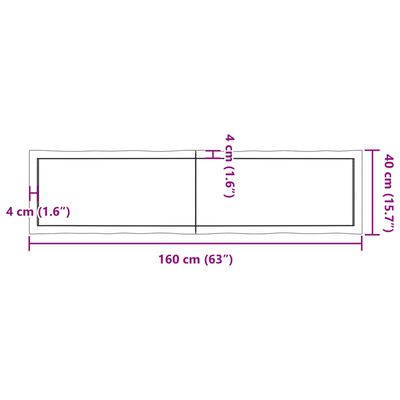 vidaXL Dessus de table bois massif non traité bordure assortie