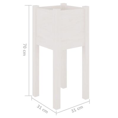 vidaXL Jardinières d'extérieur 2 pcs Blanc 31x31x70 cm Bois de pin