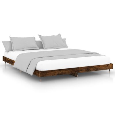 vidaXL Cadre de lit sans matelas chêne fumé 140x200 cm bois ingénierie