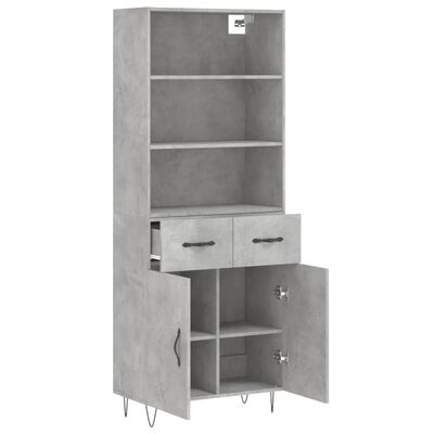 vidaXL Buffet haut Gris béton 69,5x34x180 cm Bois d'ingénierie