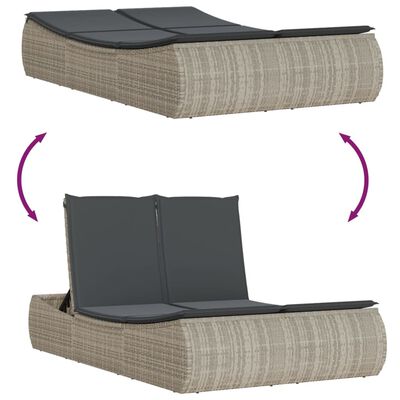 vidaXL Chaise longue double avec coussins gris clair résine tressée