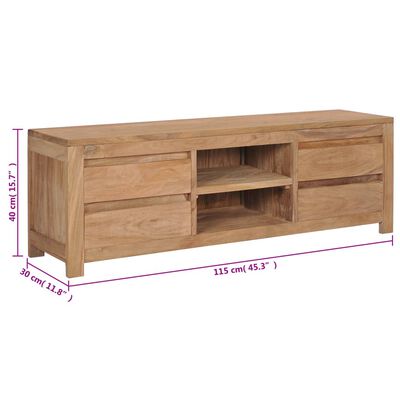 vidaXL Meuble TV 115x30x40 cm Bois de teck massif