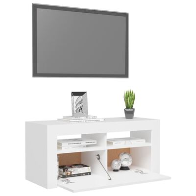 Vidaxl meuble tv avec lumières led blanc 180x35x40 cm - Conforama