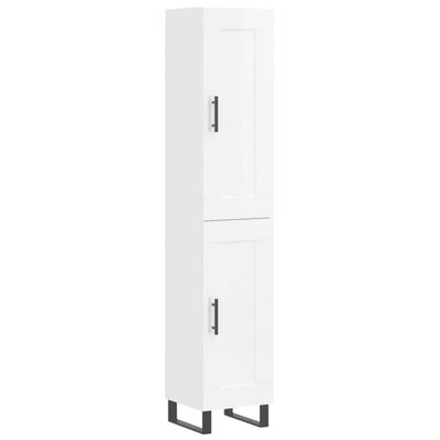 vidaXL Buffet haut Blanc brillant 34,5x34x180 cm Bois d'ingénierie