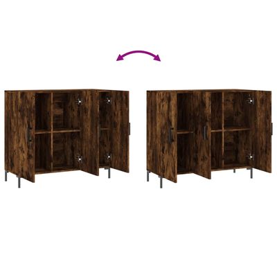 vidaXL Buffet chêne fumé 90x34x80 cm bois d'ingénierie