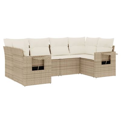 vidaXL Salon de jardin avec coussins 6 pcs beige résine tressée