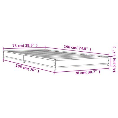 vidaXL Cadre de lit chêne sonoma 75x190 cm bois d'ingénierie et métal