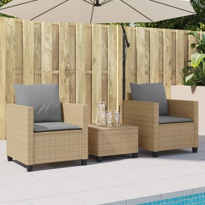 vidaXL Ensemble de bistro 3 pcs avec coussins beige résine tressée