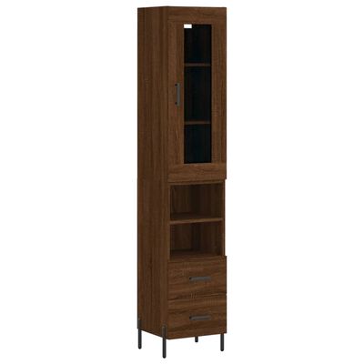 vidaXL Buffet haut Chêne marron 34,5x34x180 cm Bois d'ingénierie