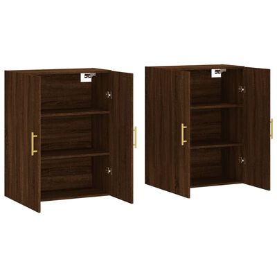 vidaXL Armoires murales 2 pcs chêne marron 69,5x34x90 cm