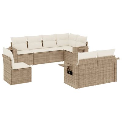 vidaXL Salon de jardin avec coussins 8 pcs beige résine tressée