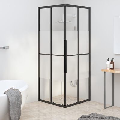 vidaXL Cabine de douche ESG semi-dépoli 70x70x180 cm Noir