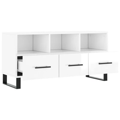 vidaXL Meuble TV Blanc brillant 102x36x50 cm Bois d'ingénierie