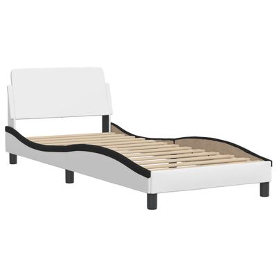 vidaXL Lit avec matelas blanc et noir 90x190 cm similicuir