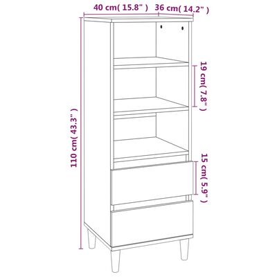 vidaXL Buffet haut Gris béton 40x36x110 cm Bois d'ingénierie