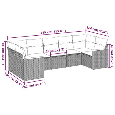 vidaXL Salon de jardin avec coussins 7 pcs gris résine tressée