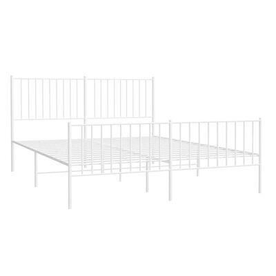 vidaXL Cadre de lit métal sans matelas et pied de lit blanc 150x200 cm