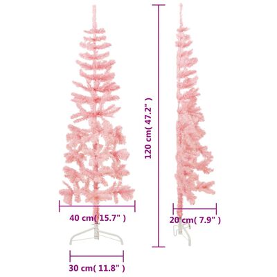 vidaXL Demi sapin de Noël artificiel mince avec support Rose 120 cm