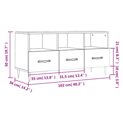 vidaXL Meuble TV Blanc brillant 102x36x50 cm Bois d'ingénierie