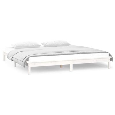 vidaXL Cadre de lit à LED sans matelas blanc 160x200 cm bois massif