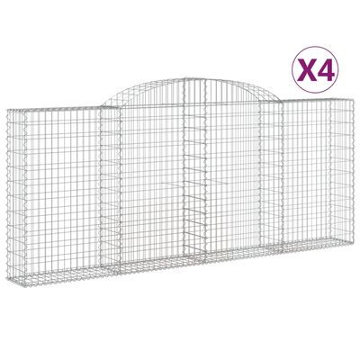 vidaXL Paniers à gabions arqués 4 pcs 300x30x120/140 cm fer galvanisé