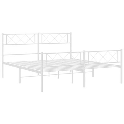 vidaXL Cadre de lit métal sans matelas et pied de lit blanc 150x200 cm