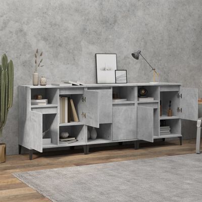 vidaXL Buffets 3 pcs gris béton 60x35x70 cm bois d'ingénierie