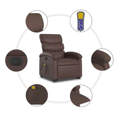 vidaXL Fauteuil inclinable de massage électrique marron similicuir