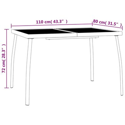 vidaXL Table de jardin anthracite 110x80x72 cm Treillis d'acier