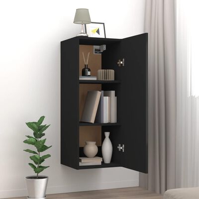 vidaXL Armoire murale suspendue Noir 34,5x34x90 cm Bois d'ingénierie