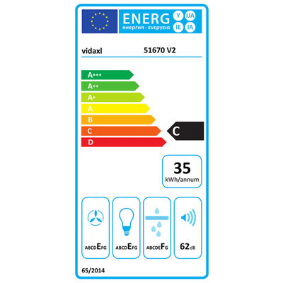 vidaXL Hotte murale 90 cm Acier et verre trempé Blanc