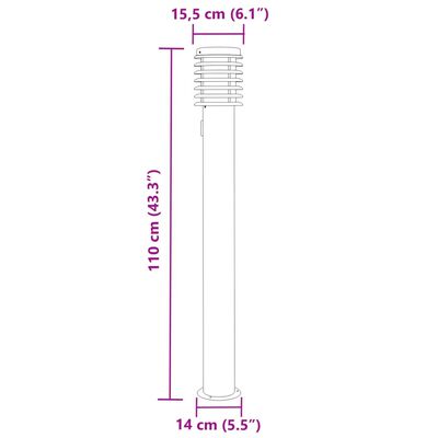 vidaXL Lampadaire d'extérieur et sortie argenté 110cm acier inoxydable