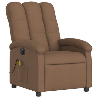 vidaXL Fauteuil inclinable de massage électrique marron tissu