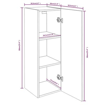 vidaXL Meubles TV Chêne fumé 30,5x30x90 cm Bois d'ingénierie