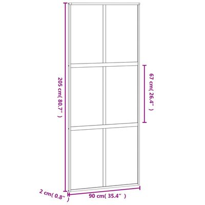 vidaXL Porte coulissante noir 90x205 cm verre trempé aluminium