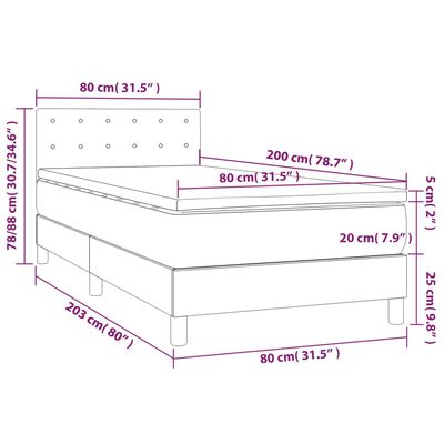 vidaXL Sommier à lattes de lit et matelas Gris clair 80x200 cm Velours