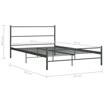 vidaXL Cadre de lit avec tête de lit sans matelas gris 160x200cm métal