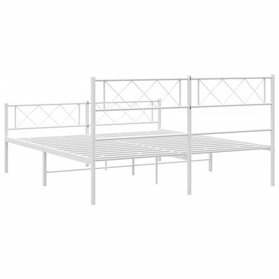 vidaXL Cadre de lit métal sans matelas et pied de lit blanc 140x200 cm