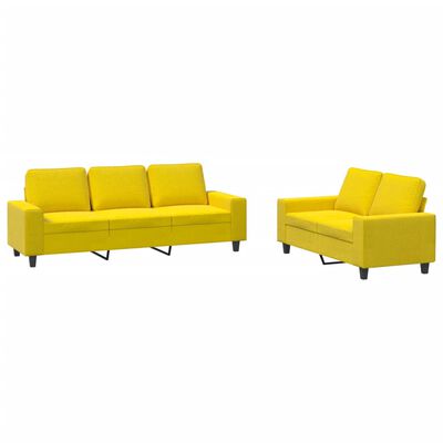 vidaXL Ensemble de canapés 2 pcs jaune clair tissu