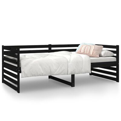 vidaXL Lit de jour sans matelas noir 90x190 cm bois de pin massif