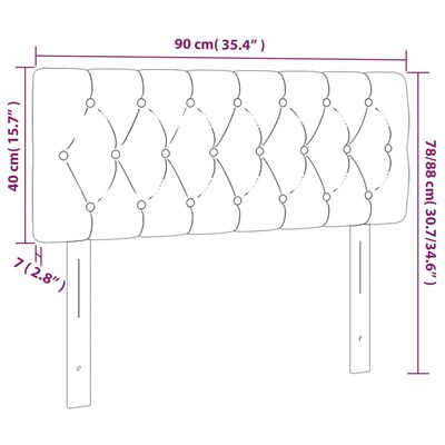 vidaXL Tête de lit à LED Gris foncé 90x7x78/88 cm Tissu