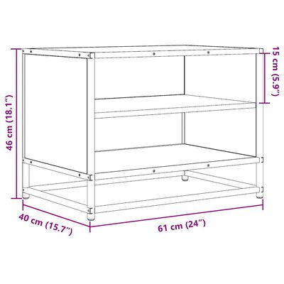 vidaXL Meuble TV noir 61x40x46 cm bois d'ingénierie et métal