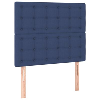 vidaXL Sommier à lattes de lit avec matelas Bleu 90x200 cm Tissu