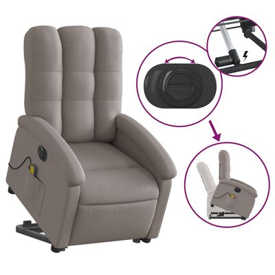 vidaXL Fauteuil inclinable de massage électrique Taupe Tissu