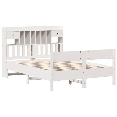 vidaXL Lit bibliothèque sans matelas blanc 120x190 cm bois pin massif