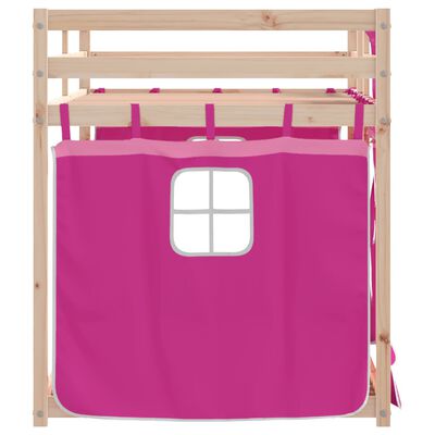 vidaXL Lit superposé avec rideaux rose 90x200 cm bois pin massif